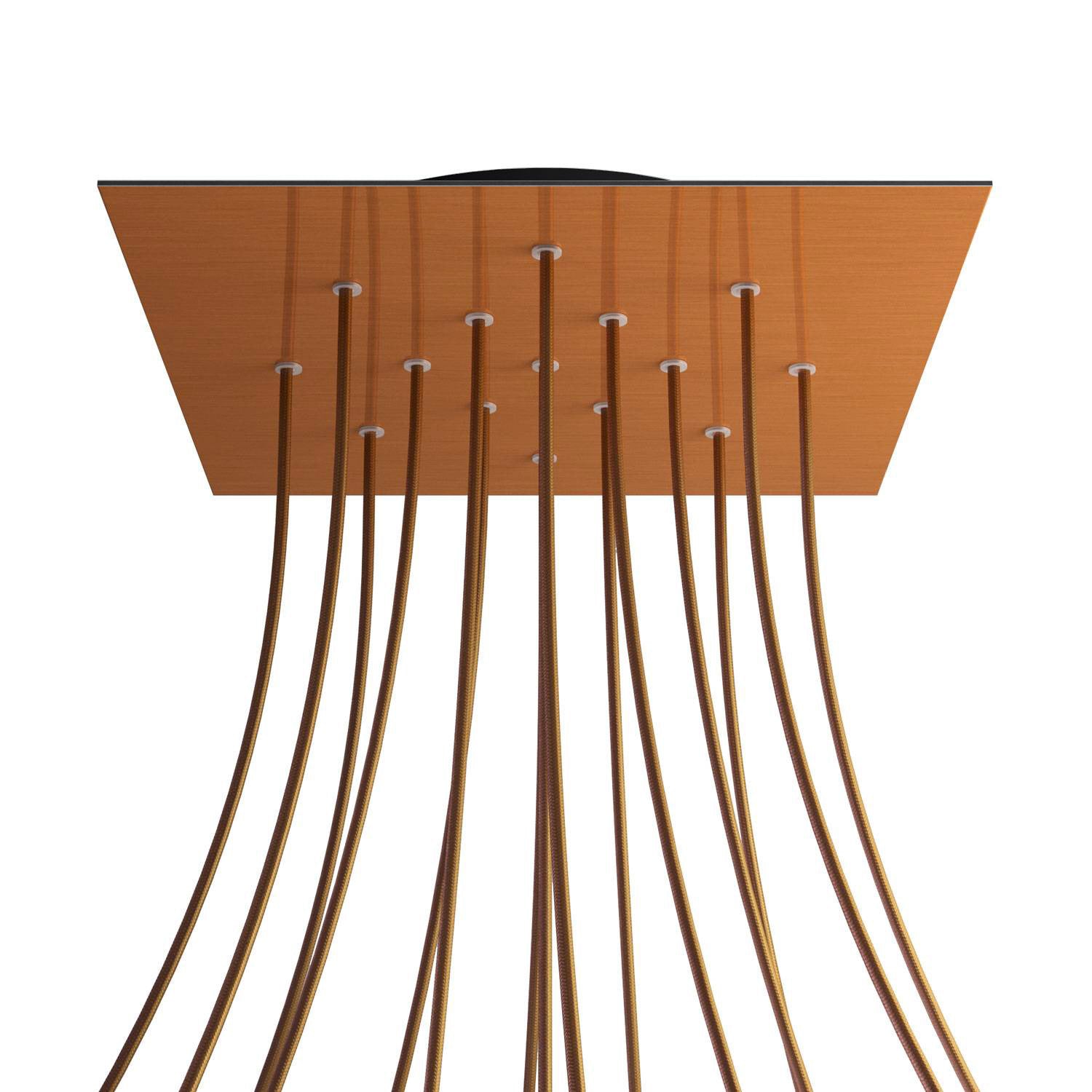 Rosone XXL Rose-One quadrato, 400 mm con 15 fori e 4 fori laterali - Dibond Rame satinato Nero