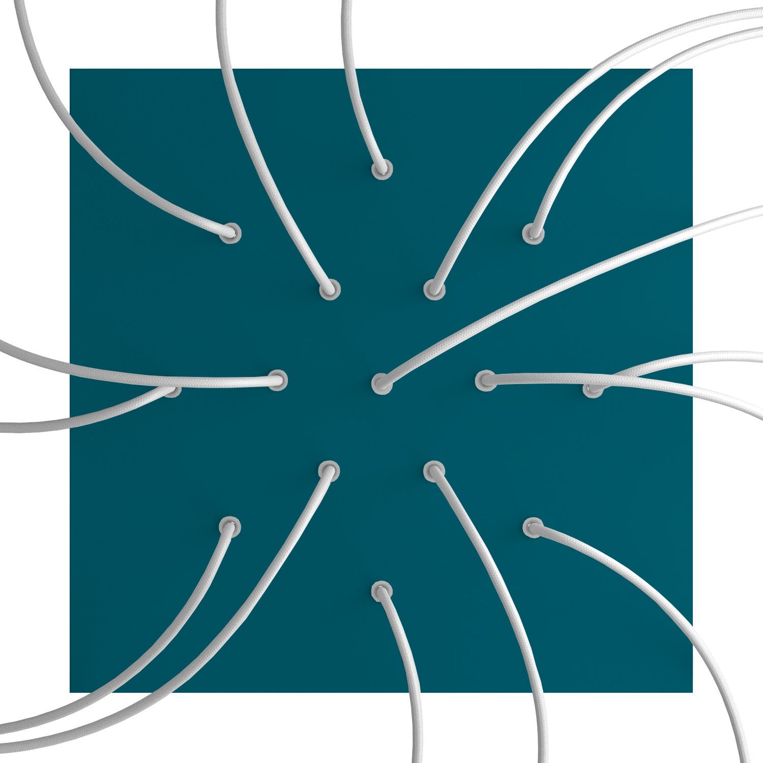 Rosone XXL Rose - One quadrato, 400 mm con 15 fori e 4 fori laterali - Petrolio - Creative Cables