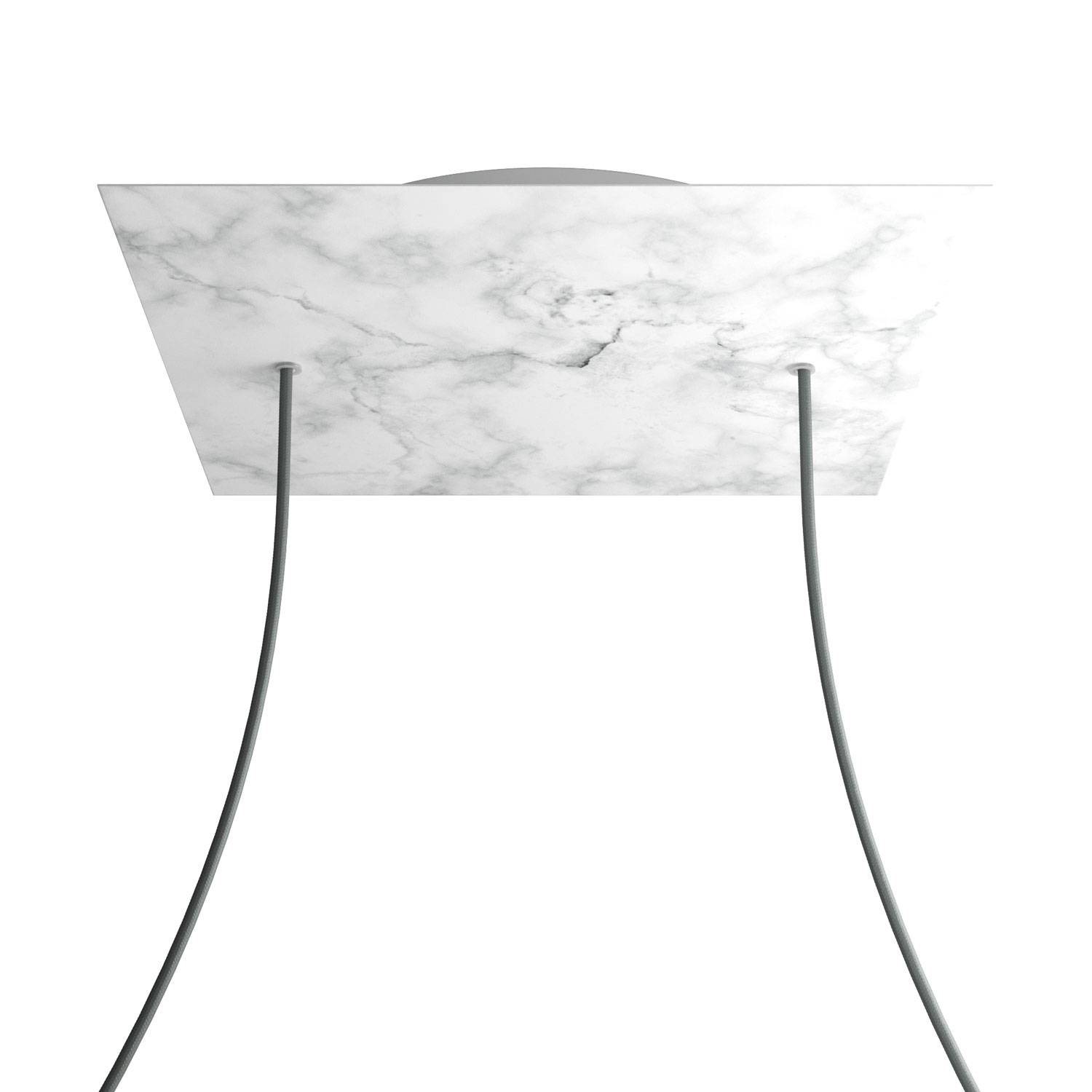 Rosone XXL Rose - One quadrato, 400 mm con 2 fori e 4 fori laterali - Marmo Carrara - Creative Cables