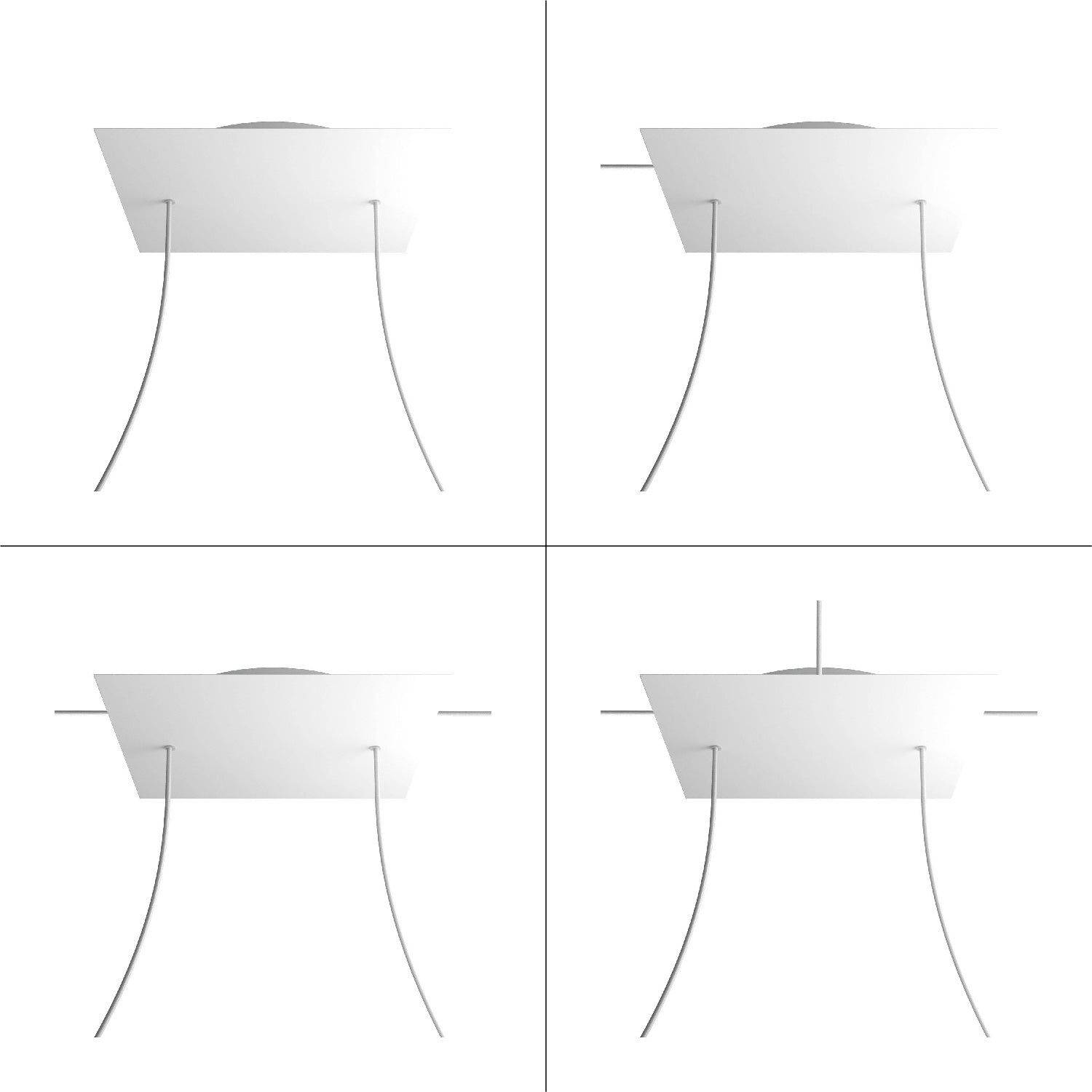 Rosone XXL Rose-One quadrato, 400 mm con 2 fori e 4 fori laterali - Petrolio Bianco