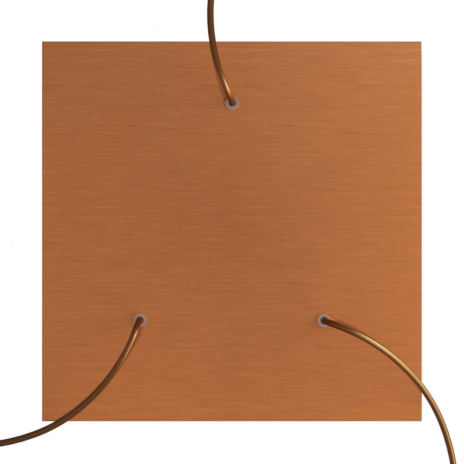 Rosone XXL Rose - One quadrato, 400 mm con 3 fori e 4 fori laterali - Dibond Rame satinato - Creative Cables