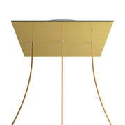 Rosone XXL Rose-One quadrato, 400 mm con 3 fori in linea e 4 fori laterali - Dibond Ottone satinato Bianco