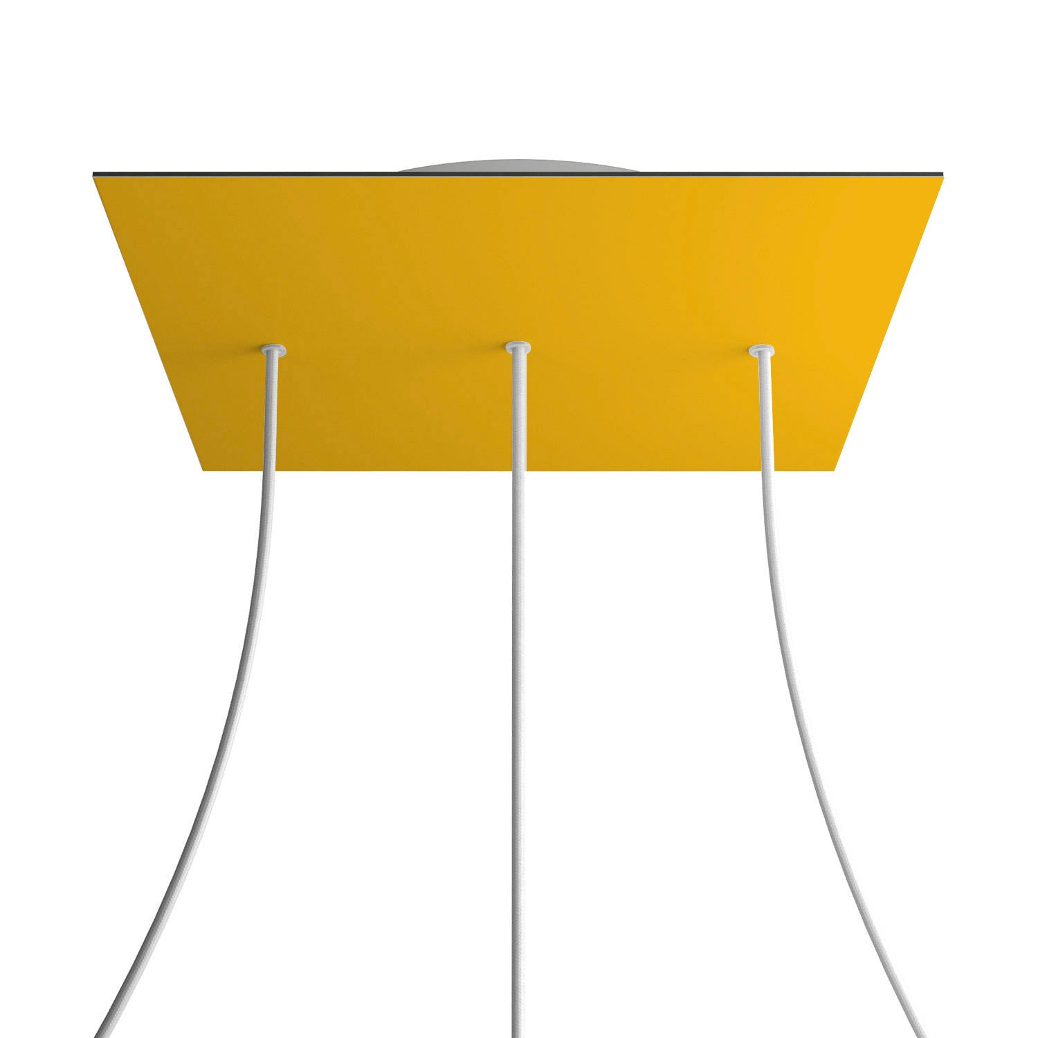 Rosone XXL Rose - One quadrato, 400 mm con 3 fori in linea e 4 fori laterali - Mostarda - Creative Cables