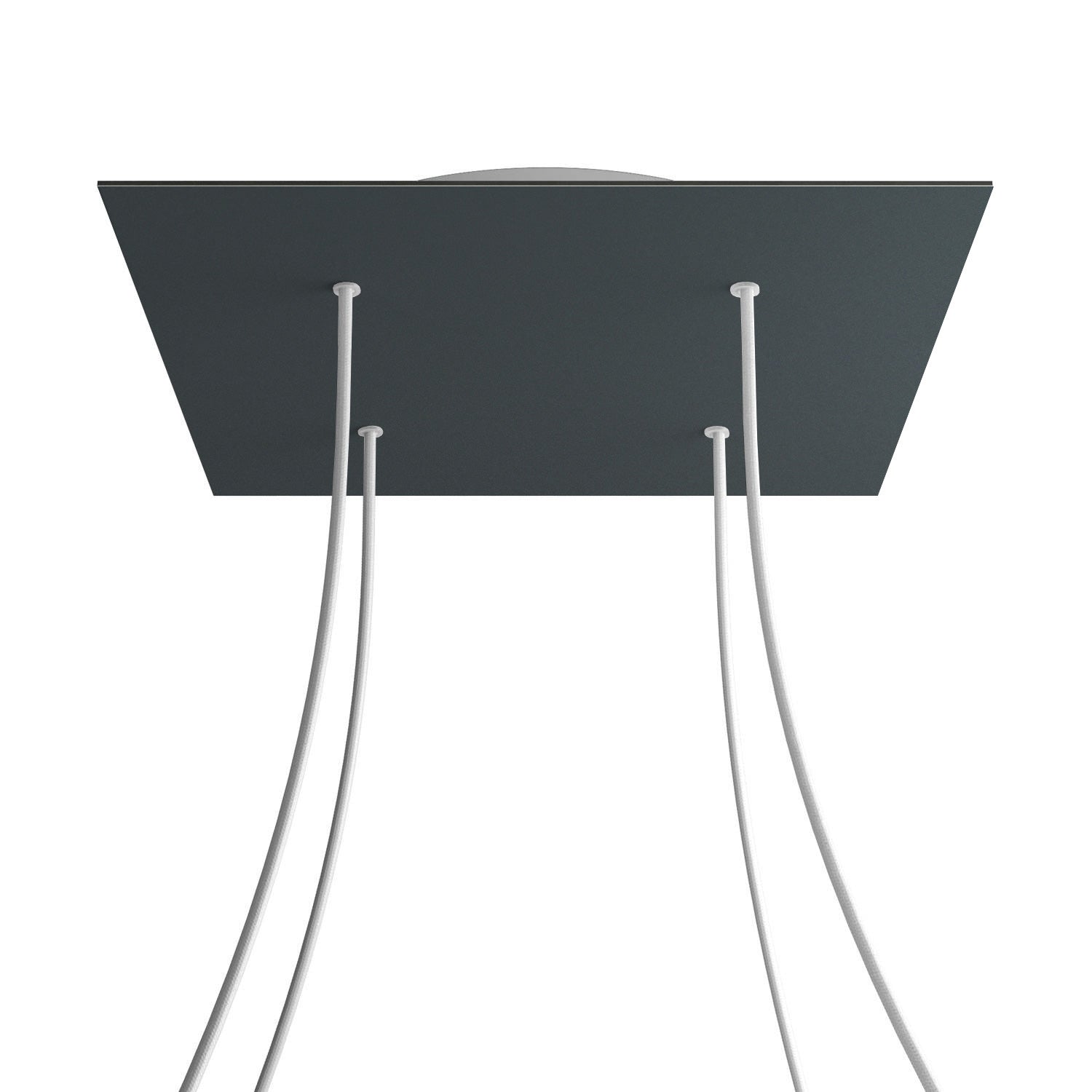 Rosone XXL Rose-One quadrato, 400 mm con 4 fori e 4 fori laterali - Antracite Bianco