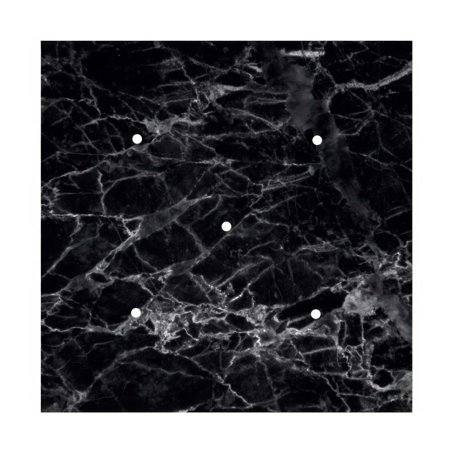 Rosone XXL Rose-One quadrato, 400 mm con 5 fori e 4 fori laterali - Marmo Marquina Bianco