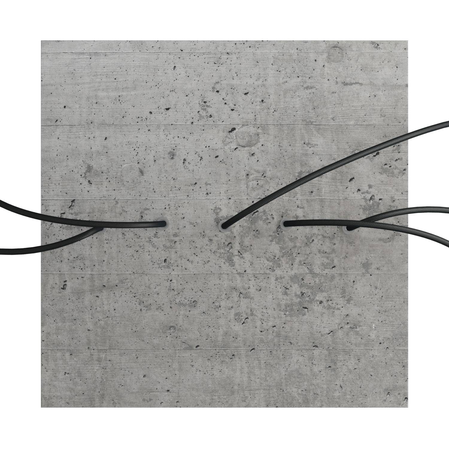 Rosone XXL Rose - One quadrato, 400 mm con 5 fori in linea e 4 fori laterali - Cemento - Creative Cables