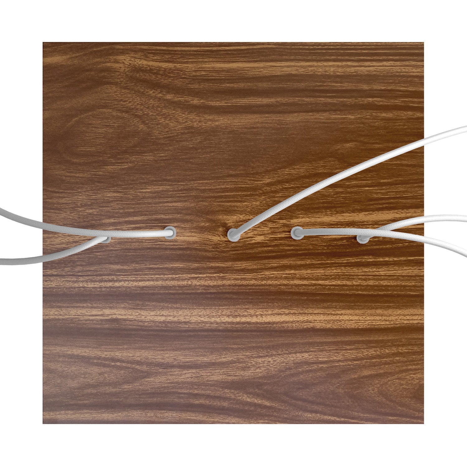 Rosone XXL Rose - One quadrato, 400 mm con 5 fori in linea e 4 fori laterali - Legno - Creative Cables