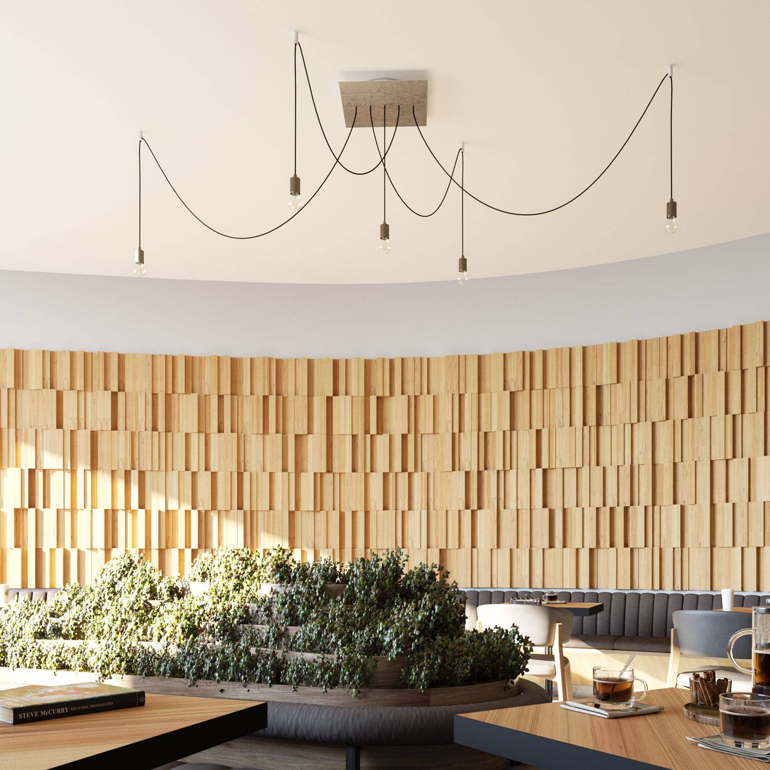 Rosone XXL Rose-One quadrato, 400 mm con 5 fori in linea e 4 fori laterali - Legno Bianco