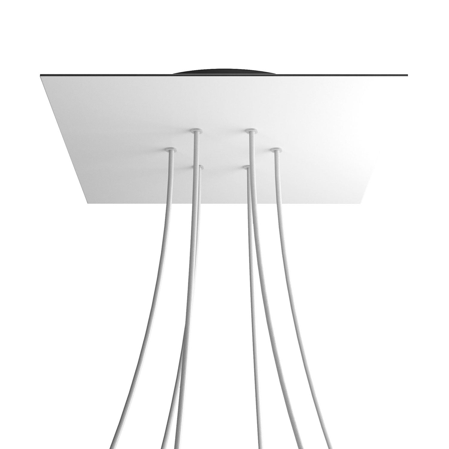 Rosone XXL Rose-One quadrato, 400 mm con 6 fori e 4 fori laterali - Bianco opaco Nero