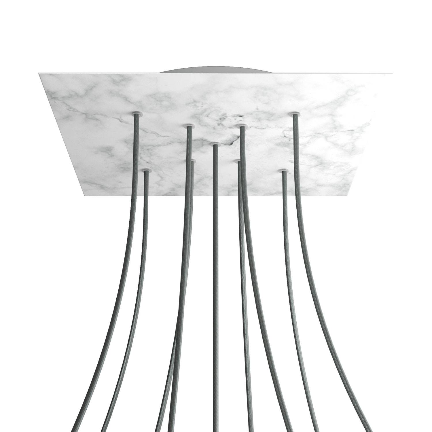 Rosone XXL Rose - One quadrato, 400 mm con 9 fori a X e 4 fori laterali - Marmo Carrara - Creative Cables