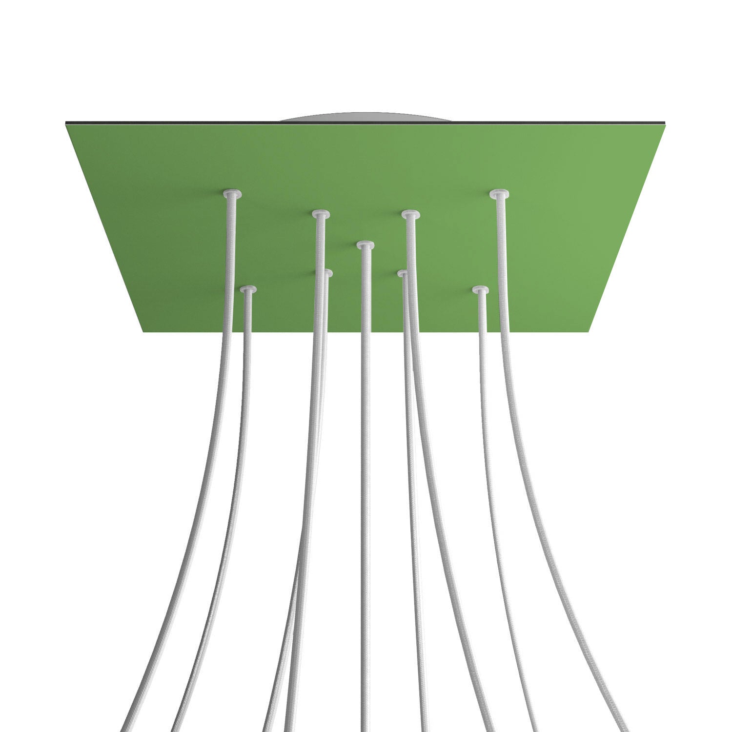 Rosone XXL Rose - One quadrato, 400 mm con 9 fori a X e 4 fori laterali - Verde prato - Creative Cables