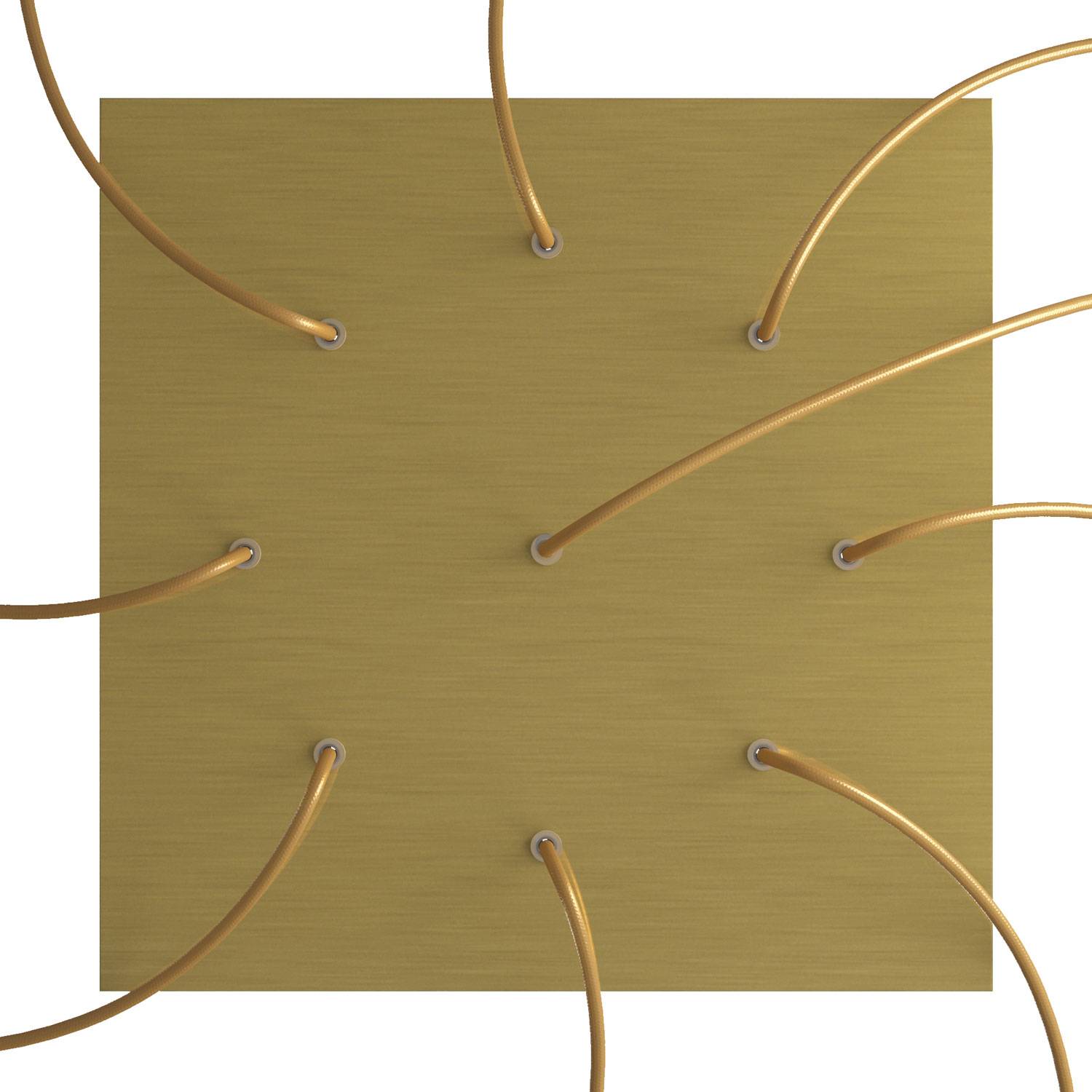 Rosone XXL Rose-One quadrato, 400 mm con 9 fori e 4 fori laterali - Dibond Ottone satinato Bianco