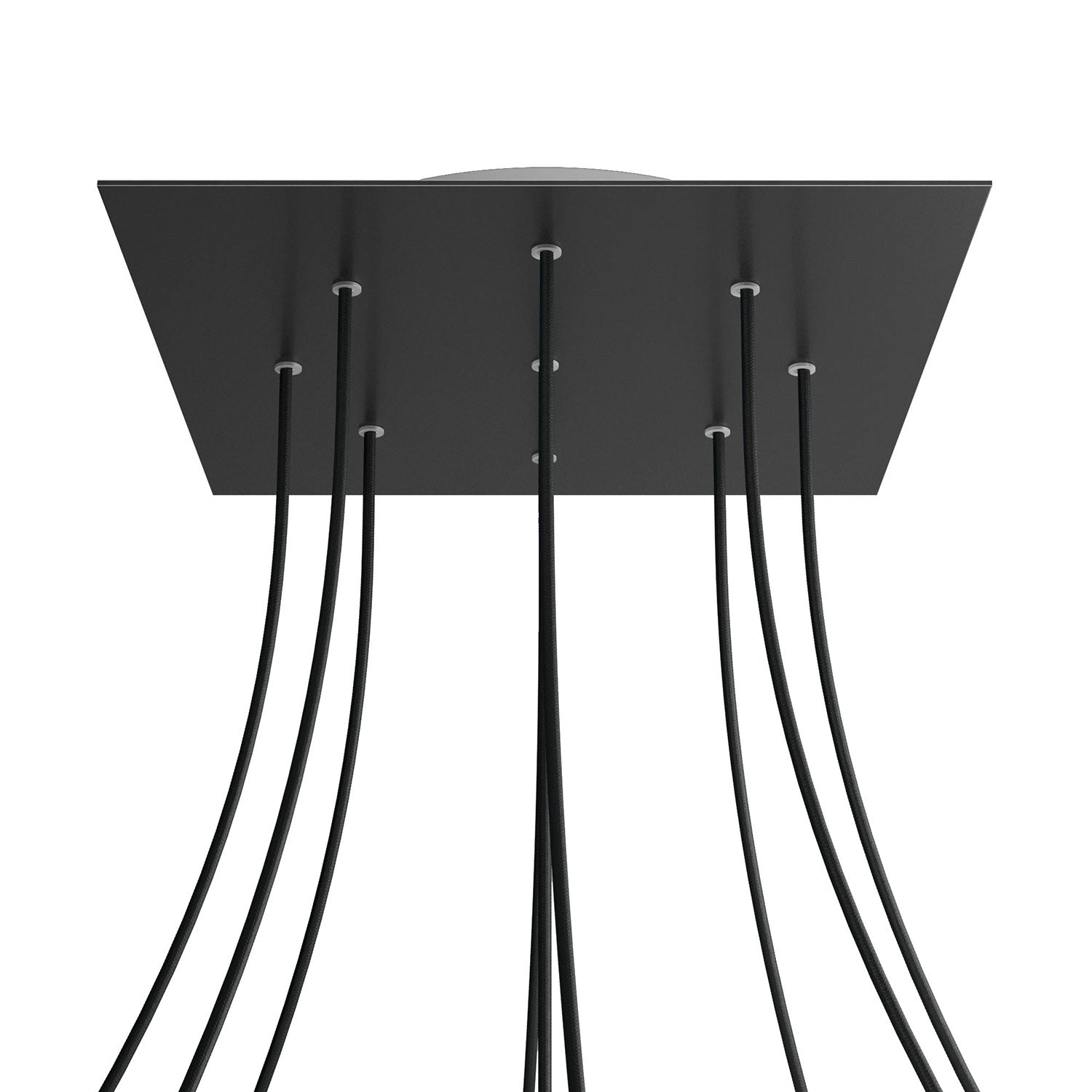 Rosone XXL Rose-One quadrato, 400 mm con 9 fori e 4 fori laterali - Nero opaco Bianco