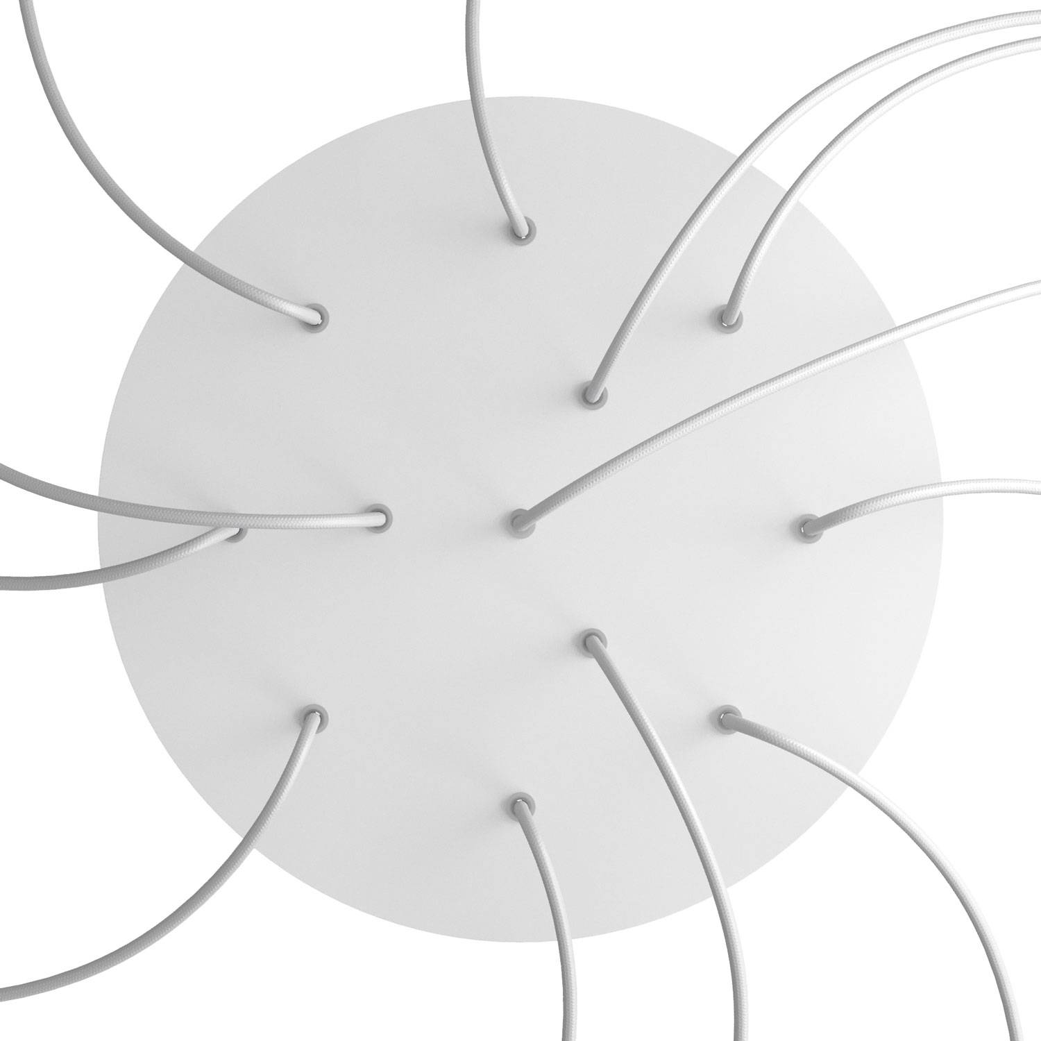 Rosone XXL Rose - One rotondo, diametro 400 mm con 12 fori e 4 fori laterali - Bianco opaco - Creative Cables