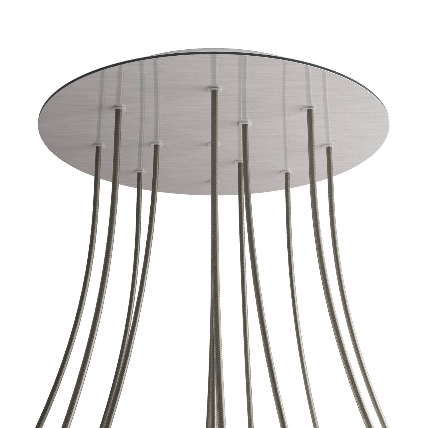 Rosone XXL Rose-One rotondo, diametro 400 mm con 12 fori e 4 fori laterali - Dibond Acciaio satinato Bianco