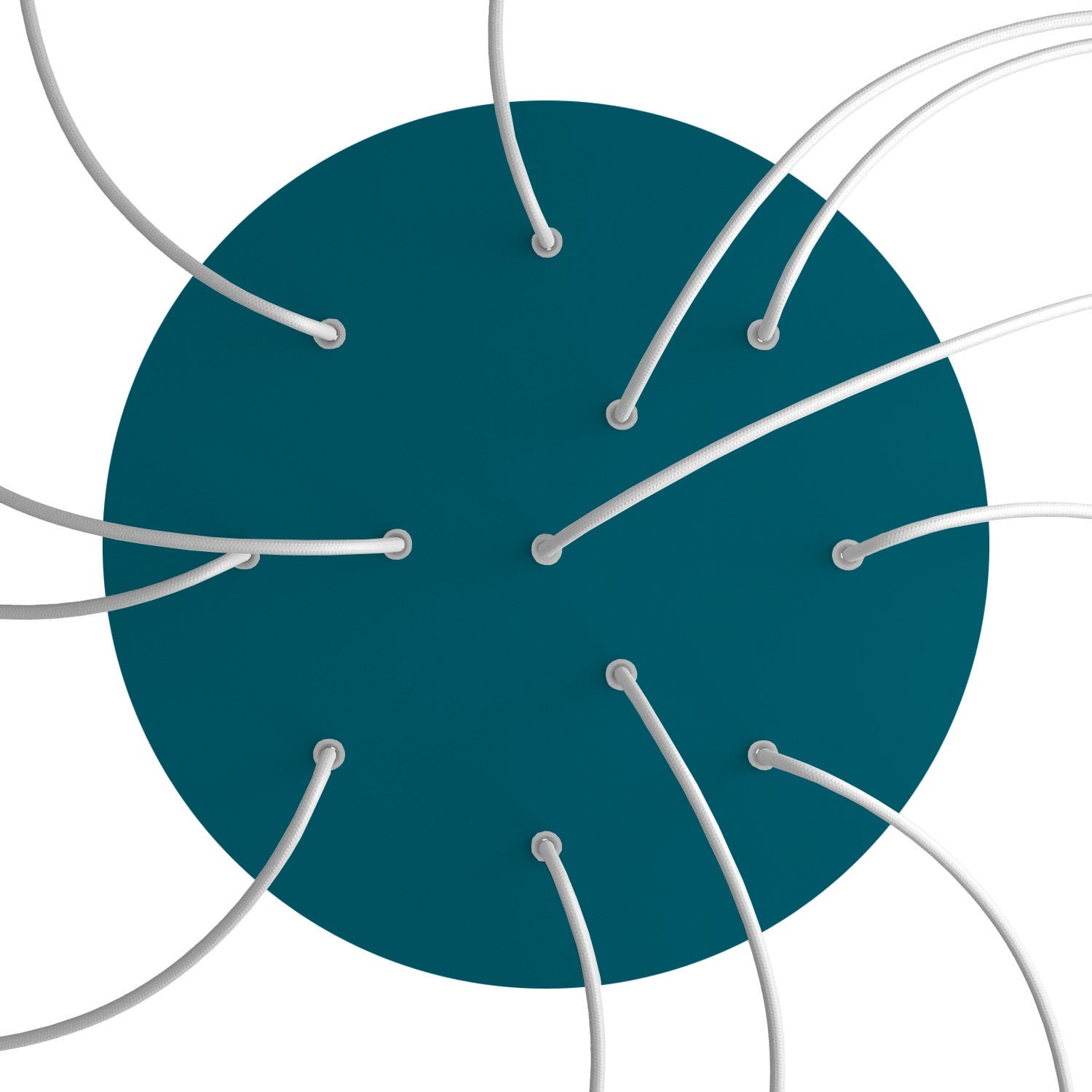 Rosone XXL Rose - One rotondo, diametro 400 mm con 12 fori e 4 fori laterali - Petrolio - Creative Cables