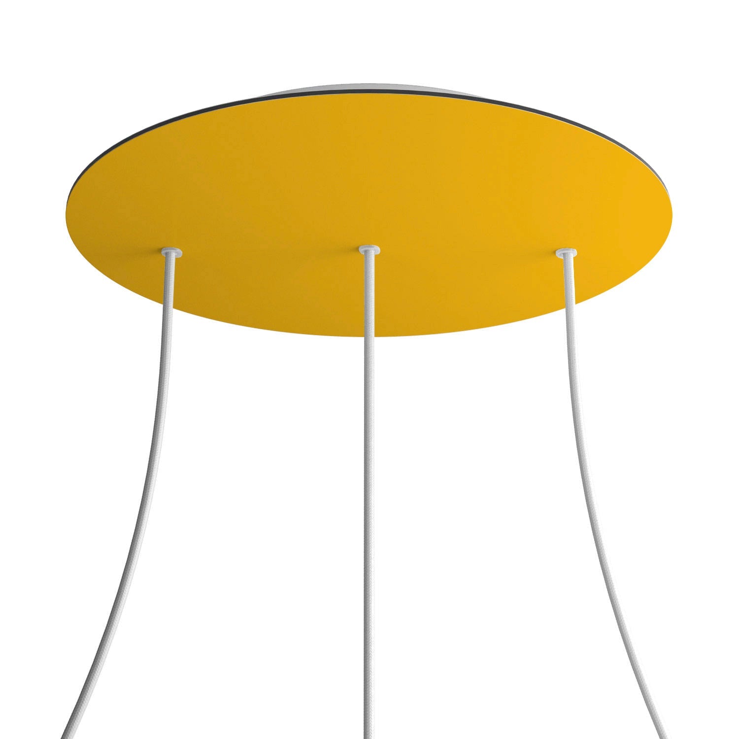 Rosone XXL Rose - One rotondo, diametro 400 mm con 3 fori in linea e 4 fori laterali - Mostarda - Creative Cables