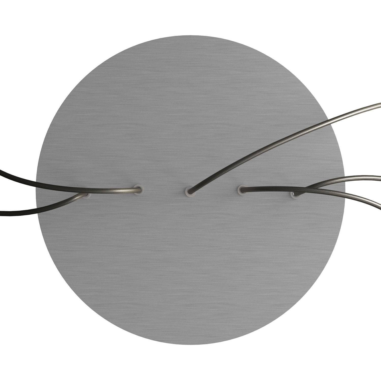 Rosone XXL Rose - One rotondo, diametro 400 mm con 5 fori in linea e 4 fori laterali - Dibond Acciaio satinato - Creative Cables