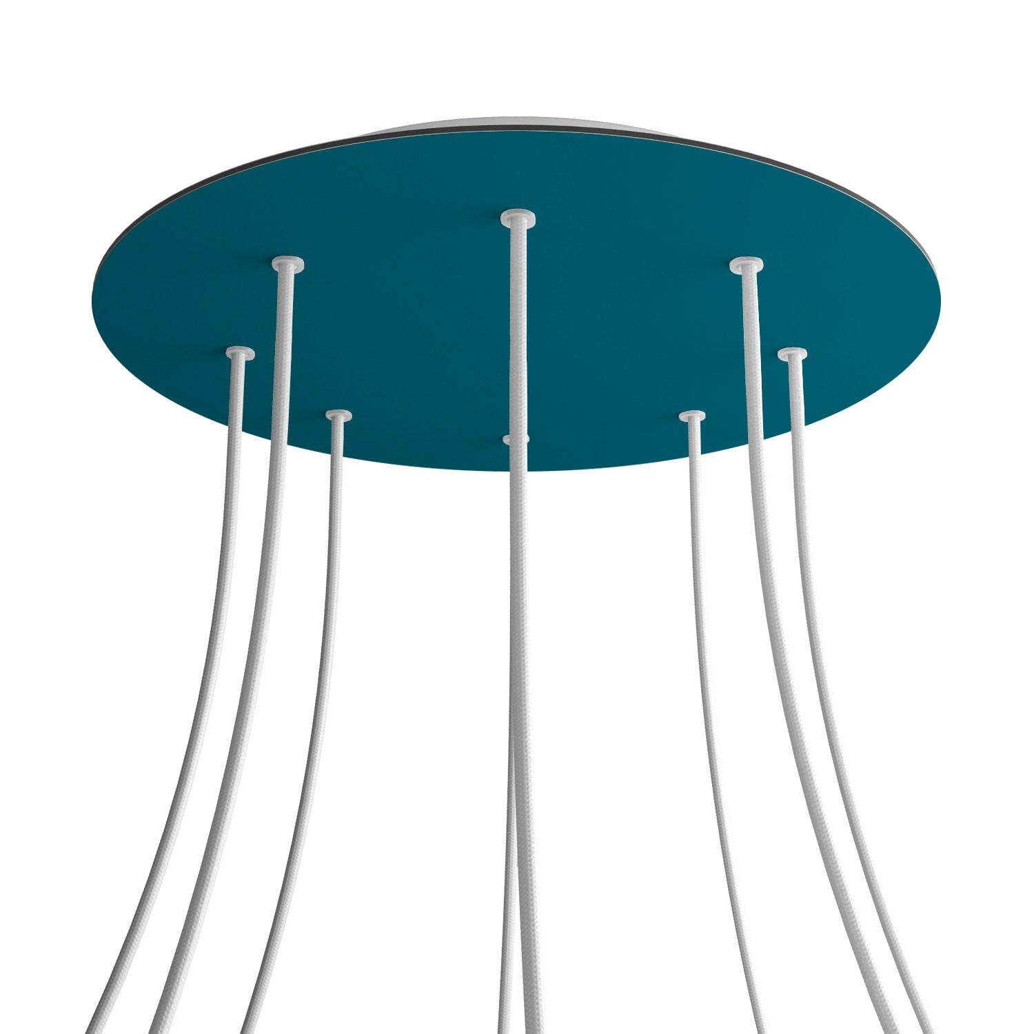 Rosone XXL Rose - One rotondo, diametro 400 mm con 8 fori e 4 fori laterali - Petrolio - Creative Cables