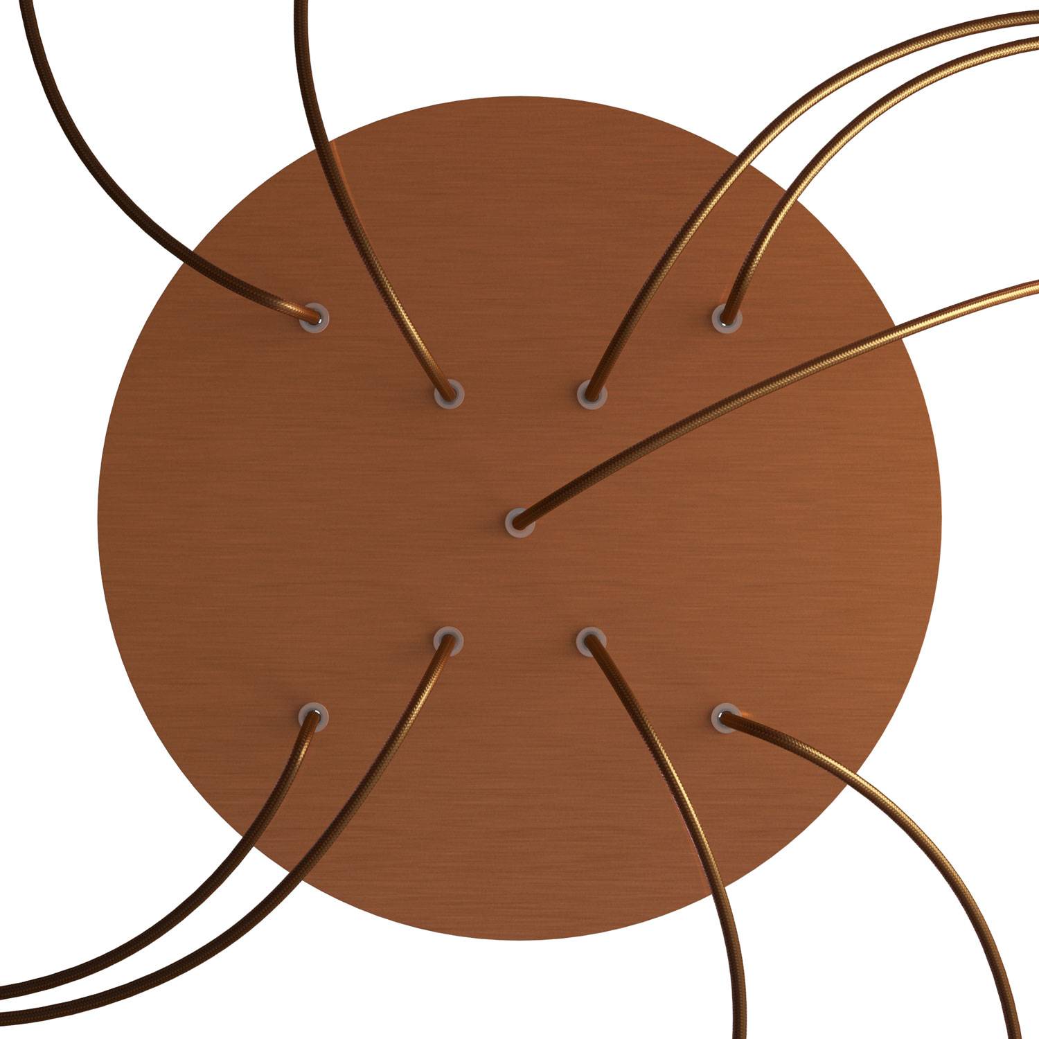 Rosone XXL Rose - One rotondo, diametro 400 mm con 9 fori a X e 4 fori laterali - Dibond Rame satinato - Creative Cables