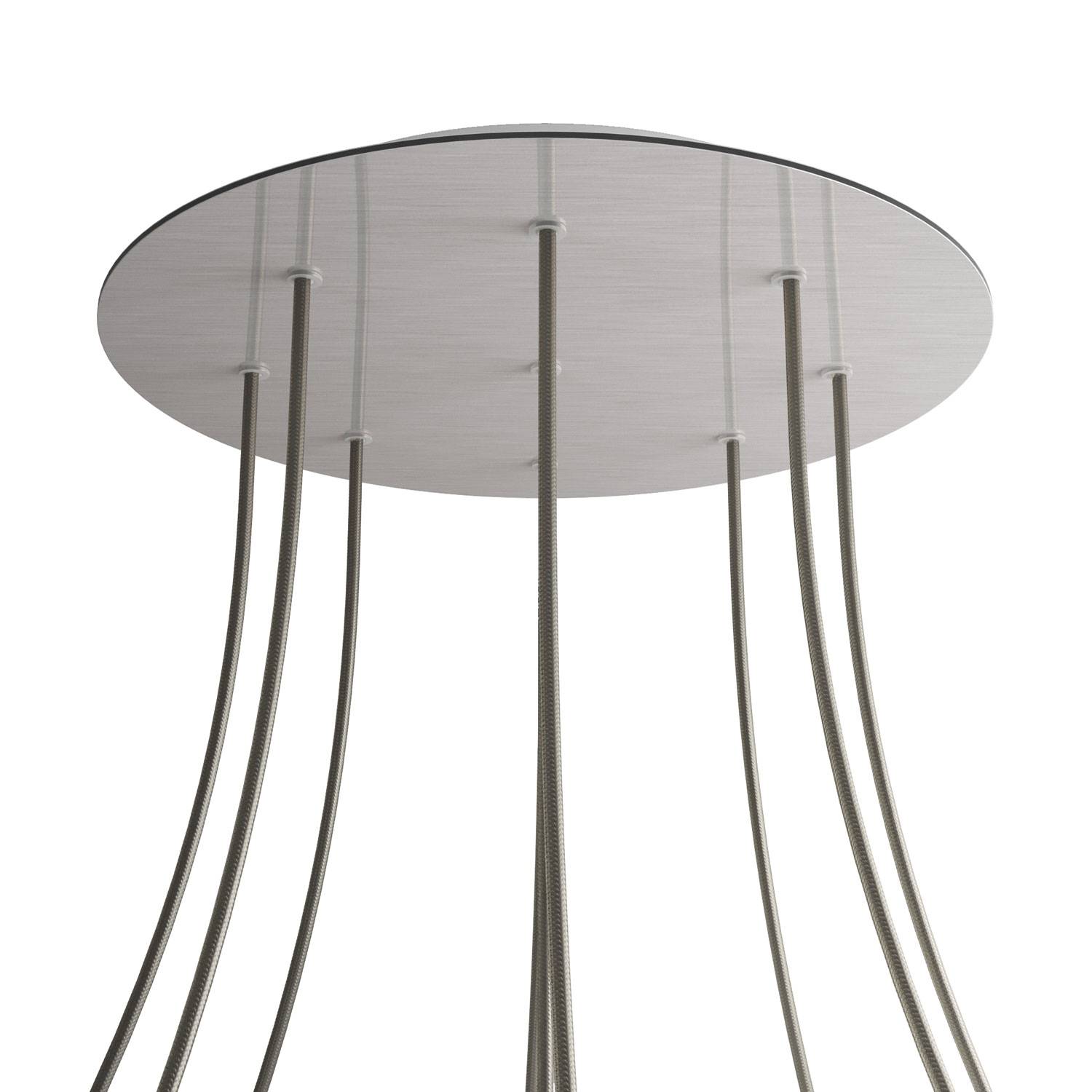 Rosone XXL Rose - One rotondo, diametro 400 mm con 9 fori e 4 fori laterali - Dibond Acciaio satinato - Creative Cables