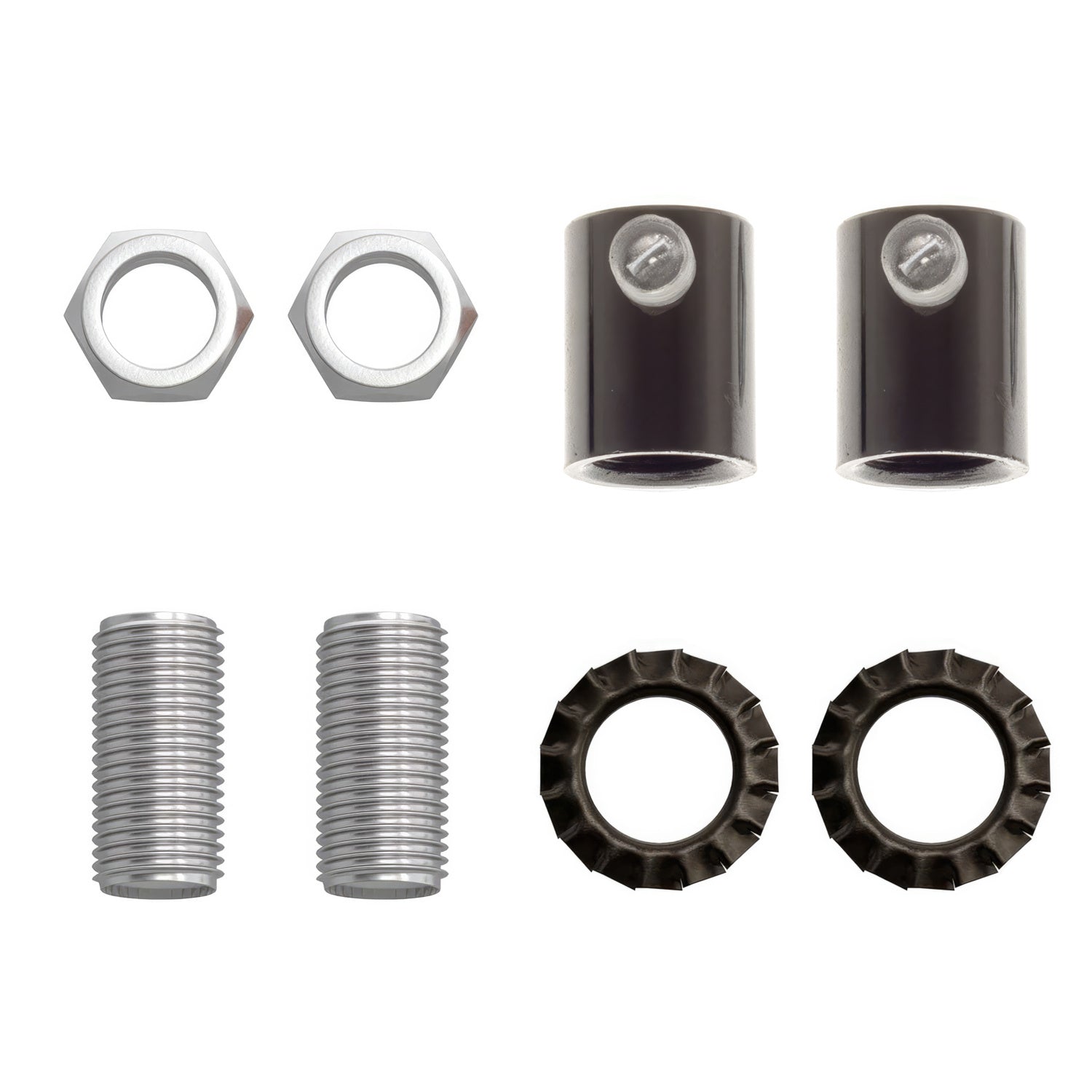 Serracavo cilindrico in metallo completo di tige, dado e rondella - Nero perla