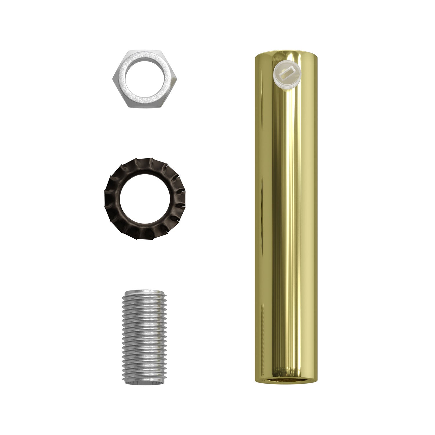 Serracavo cilindrico in metallo lunghezza 7 cm completo di tige, dado e rondella - Ottone