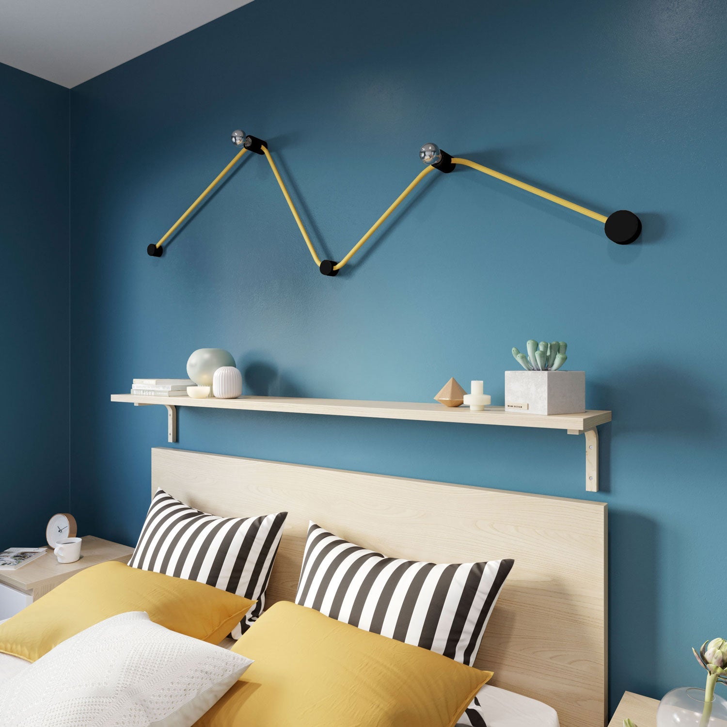 Sistema Filé Wiggle Kit - con cavo CM10 di 3 m per catenaria e 5 componenti in legno verniciato nero per interni