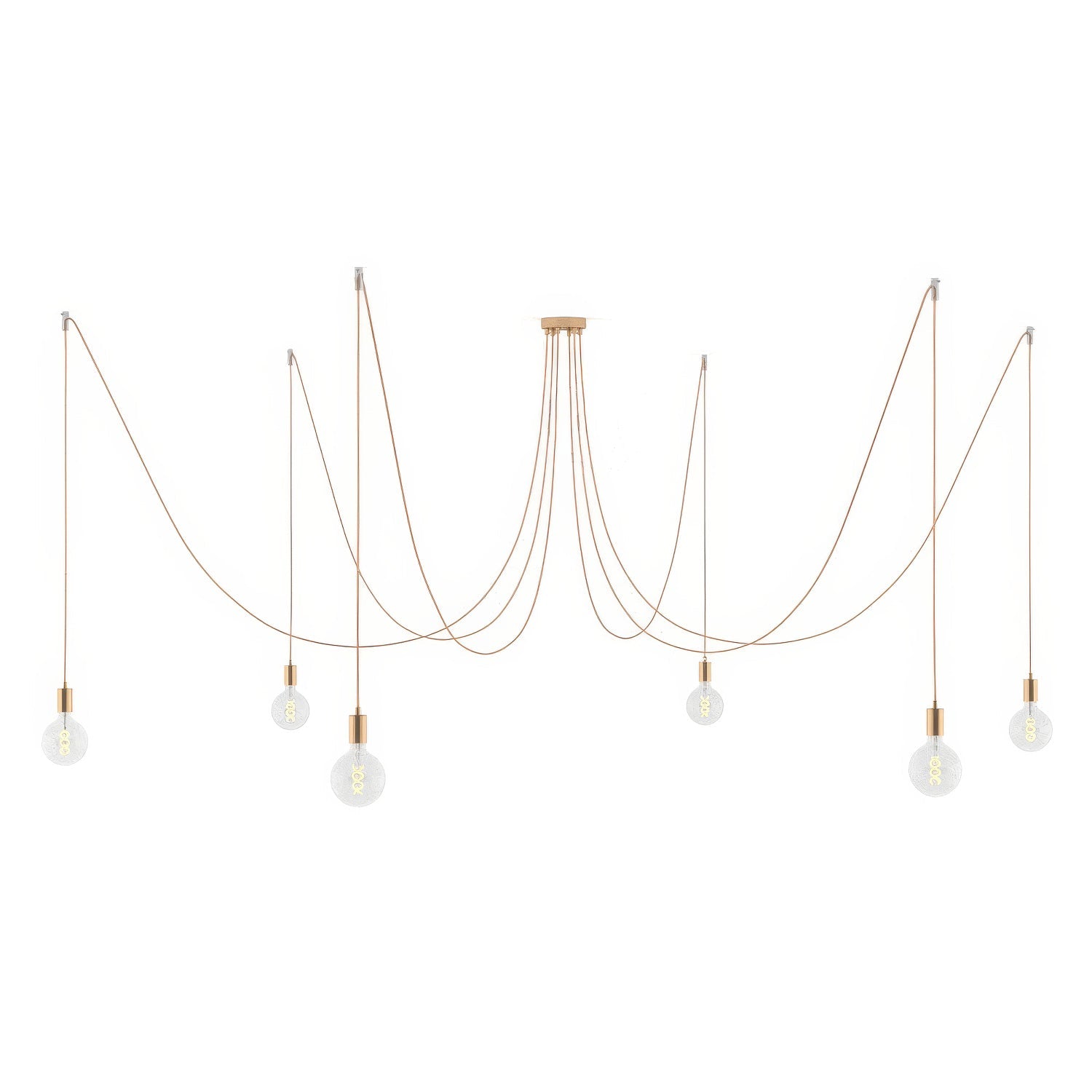 Spider - Lampada a sospensione multipla a 6 cadute con finiture in metallo - Rame