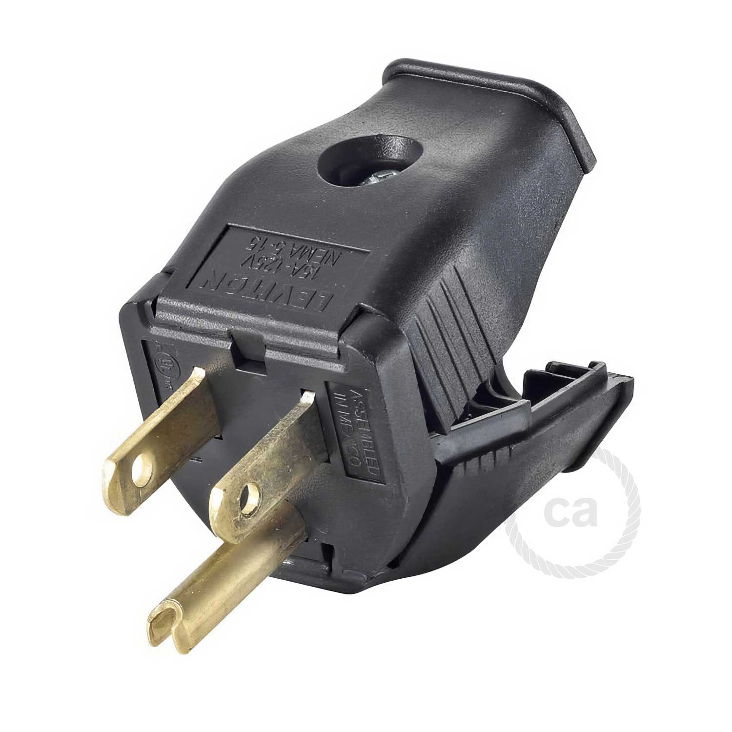 Spina americana a 3 poli - omologata UL - Nero